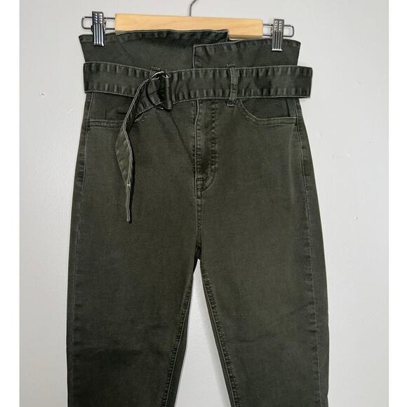 Pistola Inez Paper Bag Skinny Jeans Raw Hem Olive Green Size 27 - Picture 3 of 7
